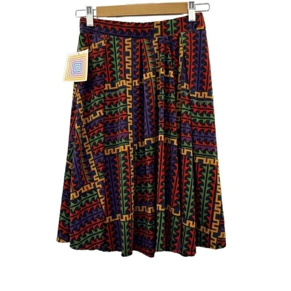 LuLaRoe Madison Skirt Large Geometric Aztec Colorful Design A Line Pleated Skirt - Picture 1 of 6